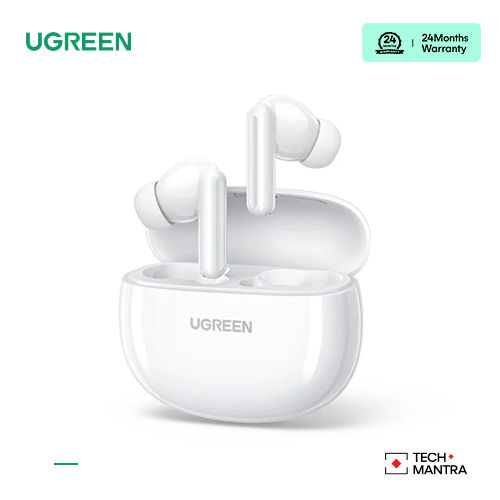 (WS207-45110) UGREEN HiTUNE P3 TWS White Bluetooth 5.3, HiTune H5 Headphone Semi-in-ear Earphone, 4 Mics Noise Cancelling Headset, 26H Play Time Fast Charging, 13.6mm Large Driver,Lightweight IPX5 Waterproof Game Mode