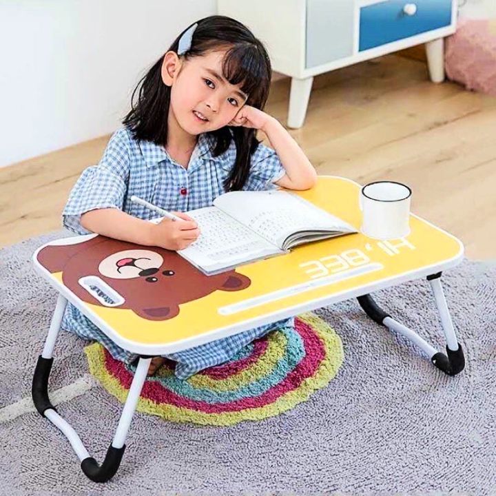 Cartoon Foldable Laptop Study Desk Wooden Table For Children