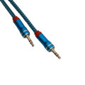 3.5mm Nylon Braided 3 Pole Metal Case Stereo Jack Adapter Male to Male 1.5M Audio Auxiliary Input Cable. 