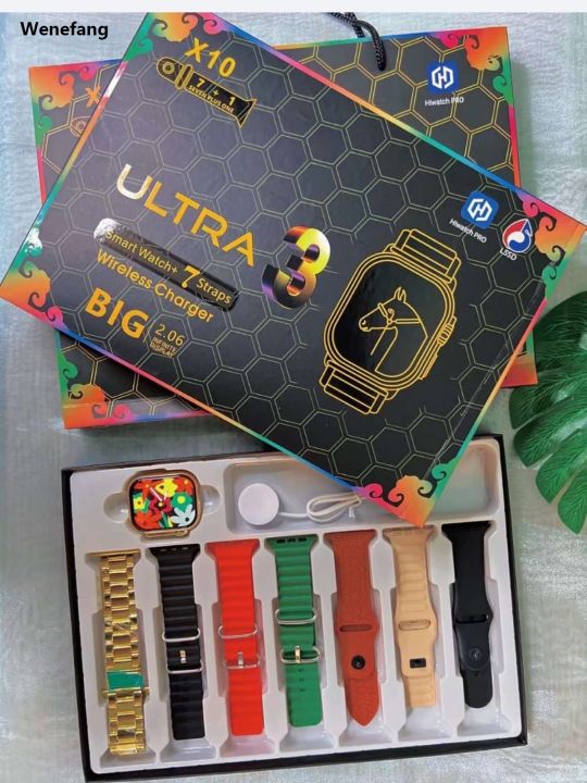 Wenefang X10 ultra3 7Straps Smartwatch 2.06HD Screen 2025 New ECG Monitoring Reloj inteligent