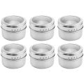 6pcs / set Clear Lid Magnetic Spice Jar Stainless Steel Spice Sauce Storage Container Pots Kitchen Houseware. 