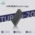 Green Turbo-20 Powerbank 20000mAh | 22.5W PD Fast Charging | Multiple Ports | Digital Display | Six Months Warranty | Dual USB Ports | Triple USB Output | Black & White. 