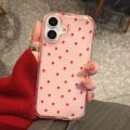 Aesthetic Cute Pink Polka Dot Clear Phone Case For iPhone 16 15 14 13 Pro Max Korean Lovely Shockproof Phone Cover For Girl Gift. 
