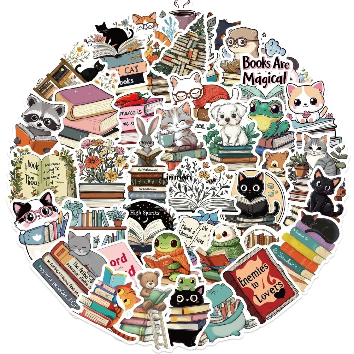 Linman%2050pcs%20Cartoon%20Cute%20Animal%20Reading%20Stickers%20Pack%20Phone%20SuitcaBargain%20price%20se%20Computer%20Laptop%20Journaling%20Materials%20DIY%20Handmade%20Sticker%20-%20Image%205