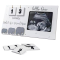 1 PCS Baby First Scan Photo Frames Pregnancy Announcement Gifts Picture Pregnant White Wood Baby Sonogram Picture Frame Countdown Weeks. 