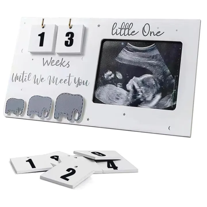 1%20PCS%20Baby%20First%20Scan%20Photo%20Frames%20Pregnancy%20Announcement%20Gifts%20Picture%20Pregnant%20White%20Wood%20Baby%20Sonogram%20Picture%20Frame%20Countdown%20Weeks%20-%20Image%205