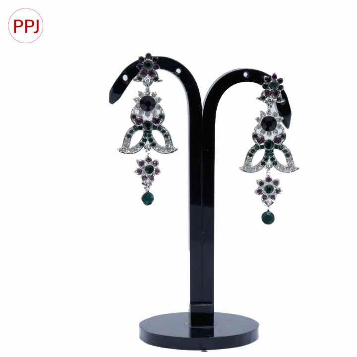 Ppj Collection Itishree Gold Plated Crown Shaped Red And White Earring For Women - 1 Pair