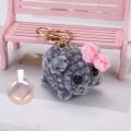 Certiou Nostalgic Hamster Design Adorable Sad Hamster Plush Keychain with Bow Handmade Emotional Charm for Fans Perfect Gift Sad Hamster Meme. 
