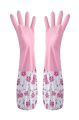 Floral/Car Pattern Latex Dishwashing Gloves, Anti-Slip Waterproof Cleaning Gloves - 1 Pair. 