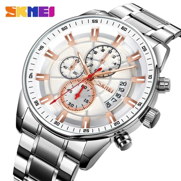 SKMEI%209285%20Men's%20Business%20Multifunction%20Date%20Display%20Chronograph%20Stainless%20Steel%20Watch%20-%20Black%20/Rosegold%20-%20Image%203