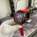 Richard Mille Style Large Dial Red Men's Watch Half Moon Design Men's Wristwatch. 