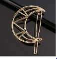 Pebbles Nepal Gold Geometric Moon Hair Clip for Women | Simple Korean Style Hairclips Hairpin - 6pcs. 