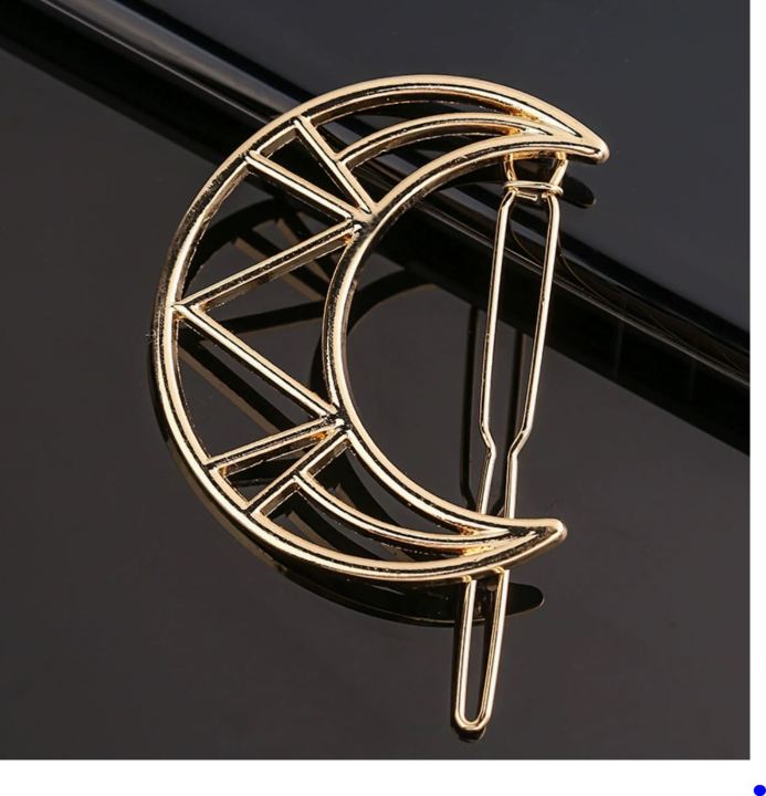 Pebbles Nepal Gold Geometric Moon Hair Clip for Women | Simple Korean Style Hairclips Hairpin - 6pcs