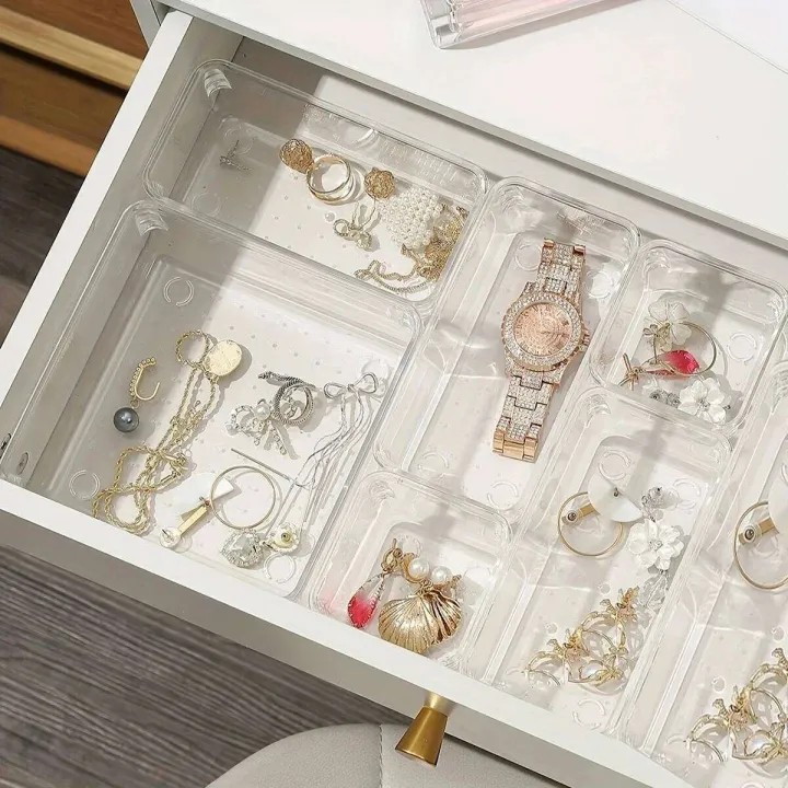 7PCS/Set%20Desk%20Organizers%20Set%20Plastic%20Bathroom%20Makeup%20Clear%20Transparent%20Storage%20Box%20Drawer%20Organizer%20-%20Image%203