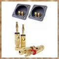 Kqueebee 6 Pcs Accessories: 4 Pcs Gold Plated Banana Plugs 4Mm LL68-4BP1 & 2 Pcs Car Stereo Screw Cup Connectors Subwoofer Plugs 2-Way Speaker Box Terminal Binding Post. 