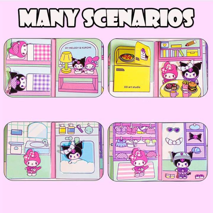 Cut%20Free%20Melody%20and%20Kuromi%20Diy%20Quiet%20Book%20Doll%20Paper%20Girl%20Cute%20Educational%20Handmade%20Toy%20Sanrio%20DIY%20Puzzle%20Sticker%20Busy%20Book%20for%20Kids%20-%20Image%202
