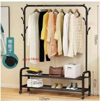 Double Pole Coat Rack Hanger Coat Rack Floor Standing Clothes Rack