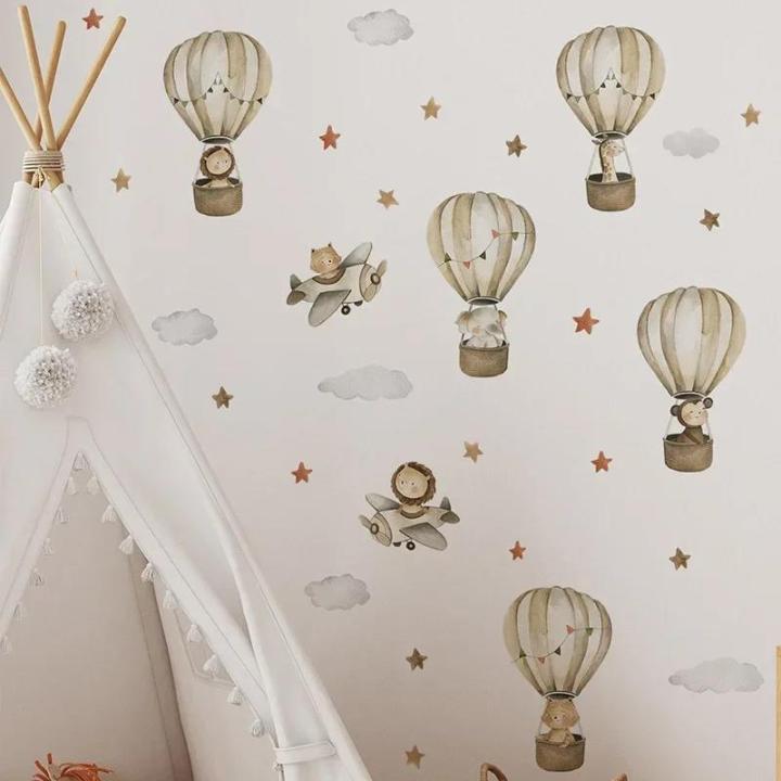 Cartoon%20Animals%20Elephant%20Giraffe%20Hot%20Air%20Balloon%20Wall%20Sticker%20for%20Kids%20Boys%20Girls%20Baby%20Room%20Decoration%20Children%20Wallpaper%20-%20Image%205