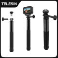 TELESIN Aluminum Selfie Stick Tripod Mount for GoPro Hero 13 12 11 10 9 8 Insta360 DJI Osmo Action Camera Lightweight Monopod. 