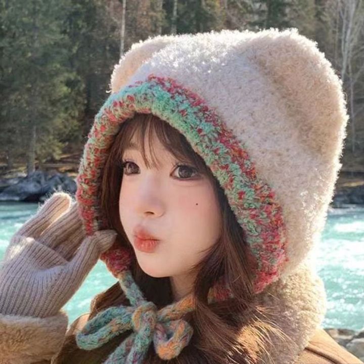 Cute%20Bear%20Ear%20Knitted%20Woolen%20Hat%20Windproof%20Thickened%20Ear%20Protection%20Cap%20Keep%20Warm%20Beanies%20Cap%20for%20Women%20-%20Image%205