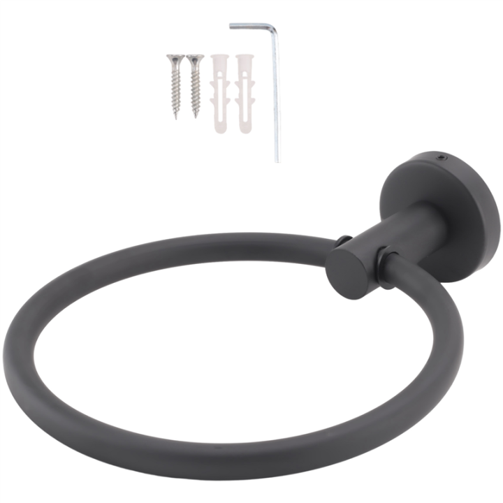 Towel Ring for Bathroom, Hand Towel Holder Round Towel Hanger Wall Mount 304 Stainless Steel Brushed Finish(Black)