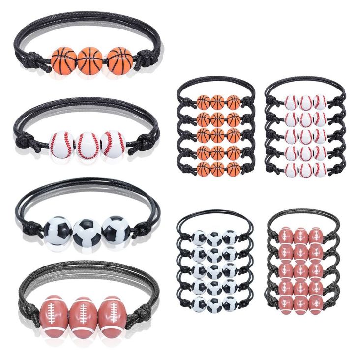 Fresh Handmade Basketball Baseball Bracelet Volleyball Resin Wax Line Woven Bracelet Jewelry Accessories Rugby Bracelet Friend