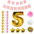 5  Number Golden Foil Balloon16 Inch Banner For Party Decorations. 
