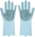 Magic Silicone Dishwashing Gloves Kitchen Tool for Cleaning, Dish Washing, Washing The Car, Pet Hair Care - 1 Pair (Color Assorted). 