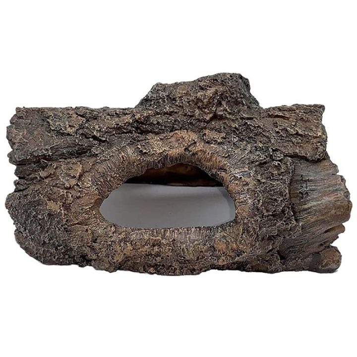 (GGBR) Aquarium Decoration Cave, Resin - Hollow Tree Trunk Log Aquarium Ornament Fish Tank Wood Hideout for Betta