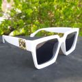 White Frame Square Sunglasses For Unisex. 