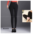 Women Black Woolen Leggings With Thick Inside. 