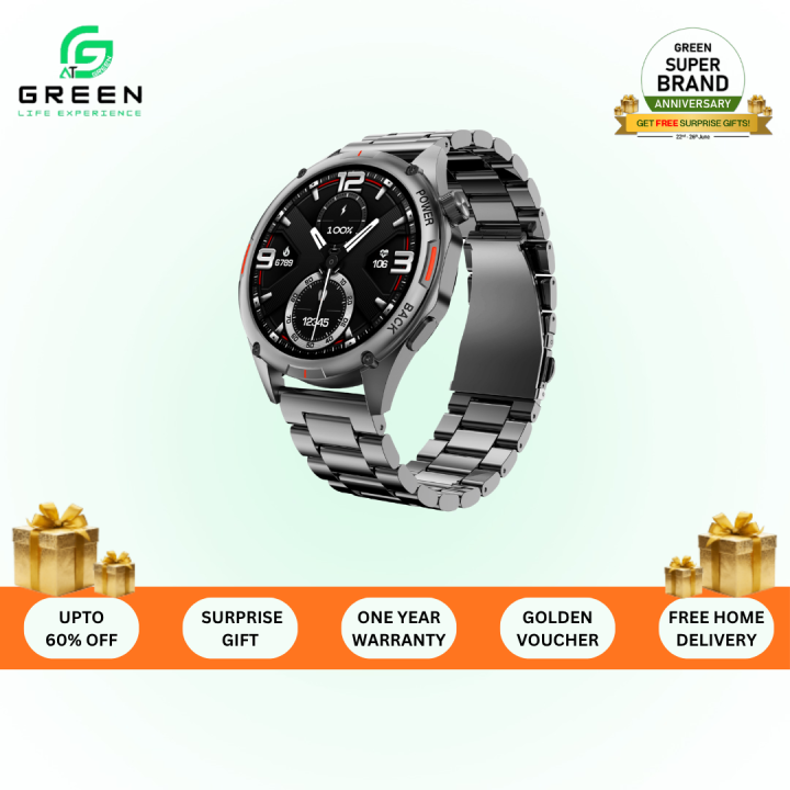 Green%20Orbit%20Pro%20Luxury%20Smart%20Watch%20%7C%201.43"%20AMOLED%20Display%20%7C%20Metallic%20Body%20With%20Stainless%20Steel%20&%20Leather%20Strap%20%7C%203D%20Watch%20Faces%20%20%7C%20BT%20Calling%20%7C%20IP68%20Water%20Resistance%20%7C%20178%20Sports%20Modes%20%7C%20BT%20V5.2%20%7C%20270mAh%20Battery%20%7C%2020%20Days%20Standby%20%7C%20AOD%20%7C%201%20Year%20Warranty%20-%20Image%202