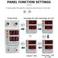 Over/Under Voltage and Load Protection Adjustable Setting Single Phase 220V 63A. 