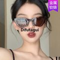 Difutagui [ New ] Sunglasses 2021 Korean Style Trendy Cat Eye Women's Affordable Hip Hop Sunglasses in Hong Kong Style Glasses Street Shot. 