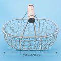 CGearuppt Wooden Handle Metal Retro Basket Portable Multi-Function Vegetable Fruit Egg Groceries Practical Storage Basket Organizer White. 