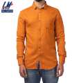 KILOMETER Plain Orange  Casual  Full Shirt For Men - 034. 