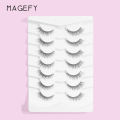 MAANGE MAGEFY 7 Pairs Faux Mink Synthetic Eyelash With Cruelty Free Natural Wispy Invisible Band Cat Eye Lashes MGY7260-7A. 