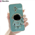 Jizetin for Vivo S1 Pro Back Cover With Astronaut Holder Luxury 6D Plating Phone Case. 