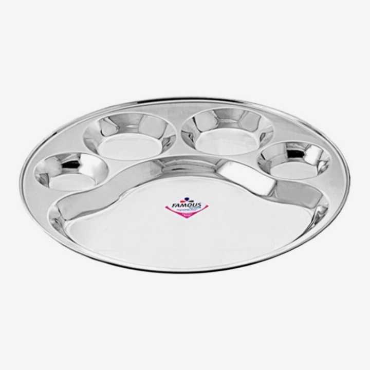 Famous Madrasi Bhojan Stainless Steel Dinner Plate (Set Of 2 Pcs) - Size Big