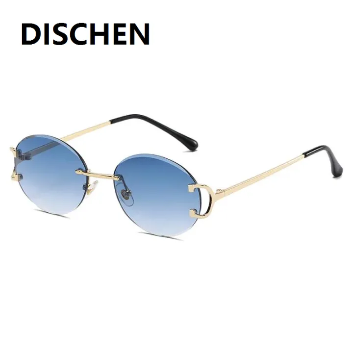 DISCHEN%20New%20style%20Trendy%20Sunglasses%20For%20Woman%20Summer%20Rimless%20Sunglass%20Oval%20Fashion%20Brand%20Designer%20Shades%20Pink%20Women's%20Sun%20Glasses%20UV400%20-%20Image%202