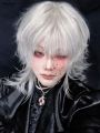 Sutuiying 16Inch Silver White Color Handsome Synthetic Wig With Bang Medium New style Natural Wavy Hair Wig for Man or Women Cosplay Heat Resistant. 