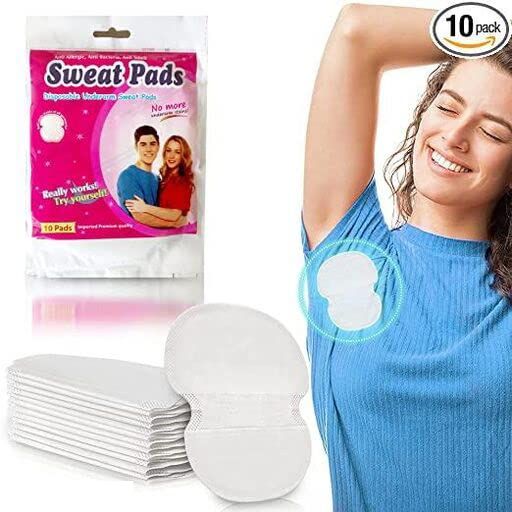 10 Pieces Sweat Pad - Underarms Disposable Highly Absorbent Sweat Pads Cotton Anti Allergic