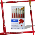 Doms Studio Brushes Combo | Flat & Round | Set of 7 | Sizes 0, 2, 4, 6 In Round | Sizes 2, 6, 8 In Flat | Unparalleled Filament Quality. 