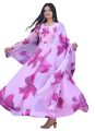 Women's Georgette Embroidered Anarkali Kurti with Dupatta, kurta set for women | Kurta Set(Lilly Pink). 