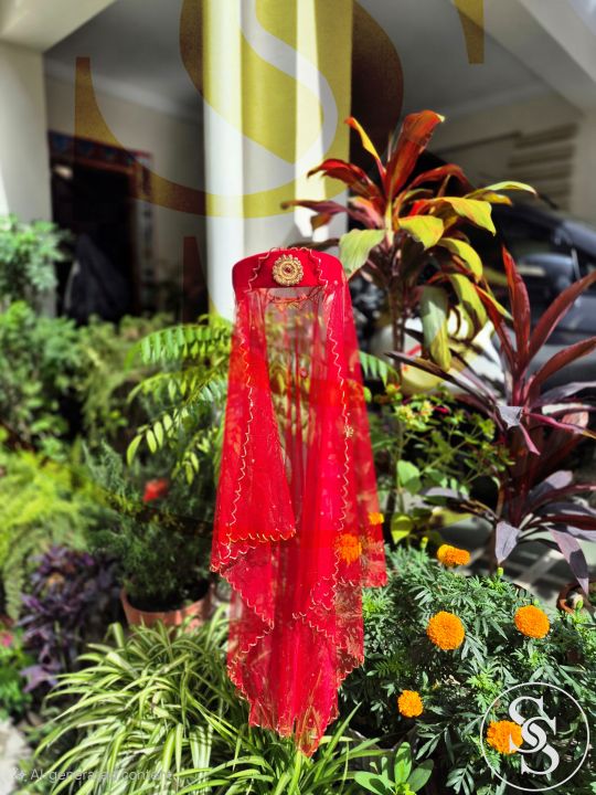 Elegant%20Red%20Bridal%20Ghumto%20for%20Wedding%20/%20Traditional%20Bride%20Veil%20Dupatta%20for%20Marriage%20Ceremony,%20Engagement,%20Reception%20&%20Cultural%20Celebrations%20-%20Image%205