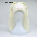 DISICHEN Portable 2023 new Long Ear Hat Skullies Beanie Cute Bunny Hat Rabbit Ears Hats Crochet Knitted Hat For Women Winter Warm Hats Caps. 
