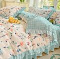 Bed Set Bedding Set Four Piece Set 4 pcs set for Bedroom Bedset King Size 2m Bedroom Set Blanket Cover + Bedsheet + 2 Pillow Covers Aloe Vera Cotton Cute Floral Animal Pattern Colorful Ideal for gift Children Girl Bedroom Set Machine Washable 200*230. 