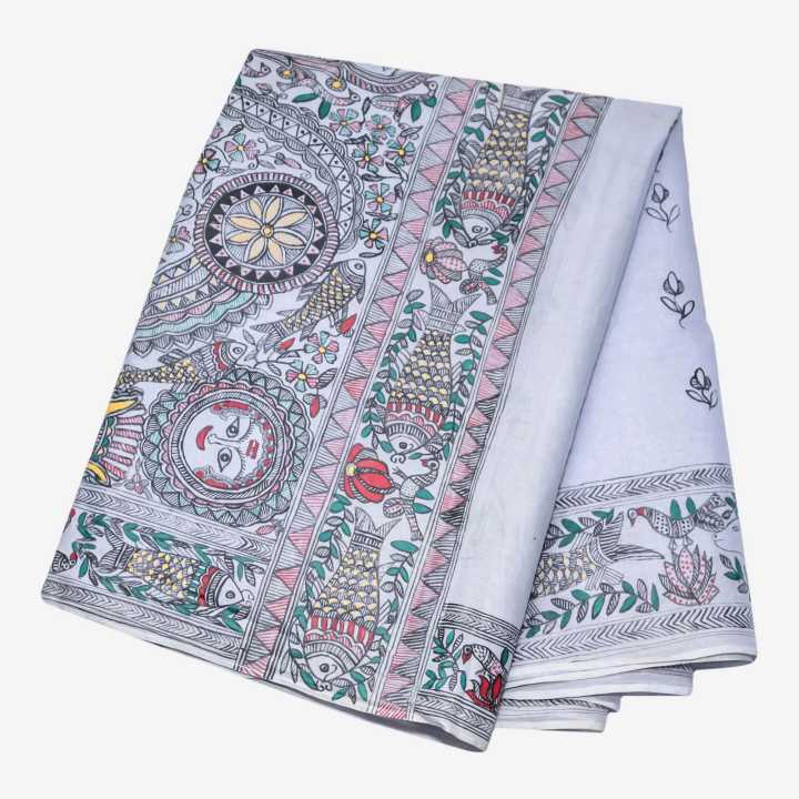 Mithila Art Handicraft Pure Cotton Saree For Women