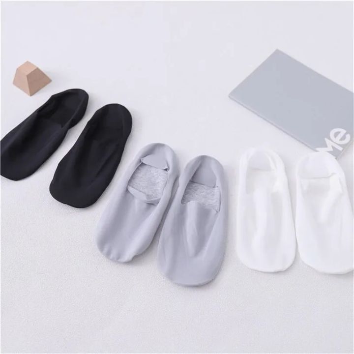 New%206%20Pcs=3%20Pairs%20Ultra-thin%20Men's%20Summer%20Ice%20Silk%20Boat%20Socks%20Male%20Shallow%20Mouth%20Silicone%20Invisible%20Socks%20Cotton%20Bottom%20-%20Image%205