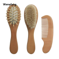 Wenefang Baby Natural Wooden Boys Girls Soft Wool Hair Brush Head Comb Infant Head Massager Portable Bath Brush Comb for Kids Wool Brush. 